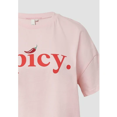 Afbeelding van QS Tshirt print, Dames, Maat: Medium, Zartrosa