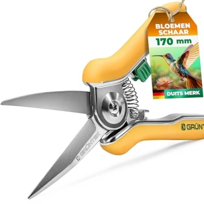 Afbeelding van GRÜNTEK COLIBRI Rozenplantenschaar 170 mm roestvrijstalen messen met zinklegering bloemenschaar soft touch ergonomische handgreep, oogstschaar, snoeischaar rozenschaar trimmerschaar bypass