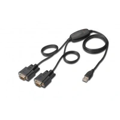 Afbeelding van Digitus USB 2.0 2x RS 232 seriële kabel Zwart 1,5 m Type A DB 9