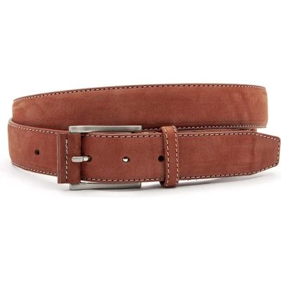 Afbeelding van JV Belts Brique nubuck riem heren en dames 3.5 cm breed Echt Leer/Nubuck Taille: 105cm Totale lengte riem: 120cm