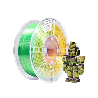 Afbeelding van iBOSS Driekleurig zijdefilament PLA+ filament 1,75 mm (± 0,02 mm) voor 3D printers, 1 kg PLA Plus zijde printerfilament tricolor, past op de meeste FDM goud + groen paars