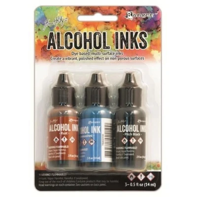 Afbeelding van Ranger Alcohol Ink Kits Miners Lantern Rust, Stonewashed, .. Tim20721 Tim Holtz 3x15ml