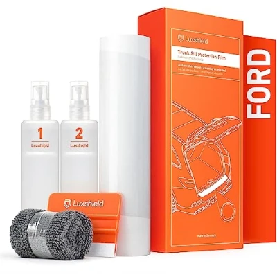 Afbeelding van Luxshield laaddrempel beschermingsfolie voor Ford Puma I 2019 2024 bumperbescherming, krasbescherming, lakbeschermingsfolie carbon look zwart