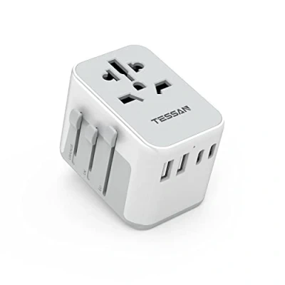 Afbeelding van TESSAN Universele Stekkeradapter, Reisstekker Adapter met 2 USB en C, voor EU, VK, Amerika, Canada, Australië, Stekkeradapter