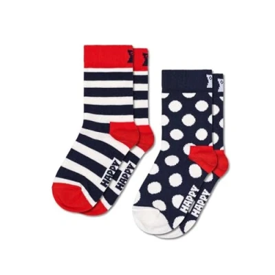 Afbeelding van Happy Socks Stripe, Kleurrijke en Leuke, Sokken voor kinderen, Blauw Rood Wit 2 paar (12 24M)