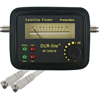 Afbeelding van DUR line® SF 2450 B Satfinder meetinstrument met rubberen beschermhoes voor de exacte aanpassing van uw digitale satellietantenne hoge gevoeligheid incl. F kabel en leuke handleiding