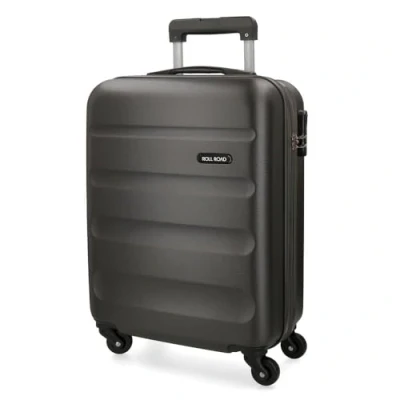 Afbeelding van Roll Road Flex hardcase koffer van ABS, een materiaal, zijdelingse combinatiesluiting, 4 dubbele wielen, handbagage, praktische binnenruimte met één vak, Antraciet, 55 cm, cabinekoffer
