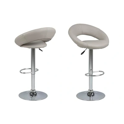 Afbeelding van AC Design Furniture barkruk Thilde, B: 56 x D: 50 H: 100 cm, PU, grijs