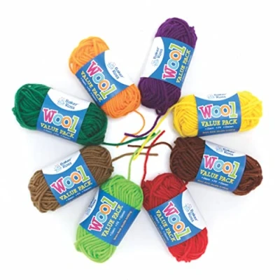 Afbeelding van Baker Ross FE606 herfst kleurige wol voordeelpak Pak van 8, Winter Gekleurd Breigaren voor kunst en knutsels, Benodigdheden Kinderen Introductie tot Naaien,assorted
