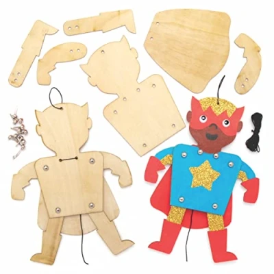 Afbeelding van Baker Ross AT898 sterheld Poppen van Hout (4 Stuks) Knutselspullen en Knutselsets voor Kinderen