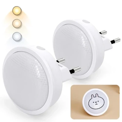 Afbeelding van Aigostar 10BA4 2 Stuks LED Nachtlampje Stopcontact Dimbare Nachtlampjes met Sensor Nacht Lamp Kinderen &amp; Baby 3000 6500K Wit