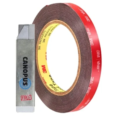Afbeelding van CANOPUS 3M Dubbelzijdig Plakband Extra Sterk, VHB (10 mm x 3 m), Waterdicht Montagetape, Binnen en Buiten Gebruik, Woondecoratie, Voor Auto&#039;s, Zwart