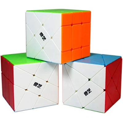 Afbeelding van OJIN Specifieke kubuspuzzelsets Pack van 3 (inclusief x schommelhoekpuzzelkubus, windmolen kubus 2 vormmod, Fisher Cube 3x3x3 vorm Twisty Puzzel) (Multi Color)
