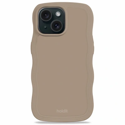 Afbeelding van Holdit Wavy TPU Back Cover Bruin Apple iPhone 13/14/15