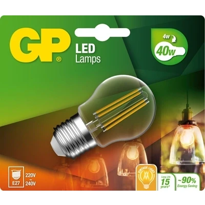 Afbeelding van gp led kogel Filament 4w e27 (40w) warm wit licht
