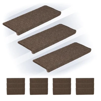Afbeelding van trapmatten 15 stuks zelfklevend 65 x 24 cm rechthoekig donkerbruin