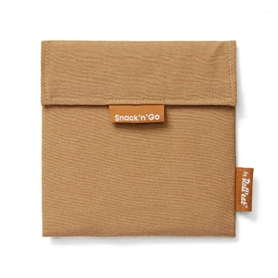 Afbeelding van Roll&#039;eat Broodzak Snack and Go Nature Herbruikbaar Bruin 18x18cm