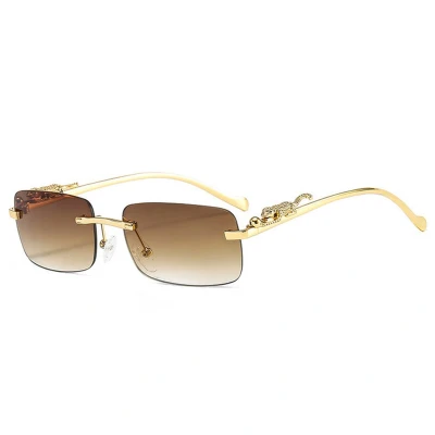 Afbeelding van LOUD AND CLEAR® Heren Zonnebril Dames Goud Bruin Luipaard Bril Luxe