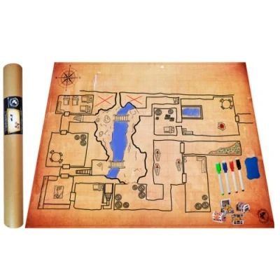 Afbeelding van POWER BEAST Dungeon Grid Game Mat + marker en gum kisten, rollenspel, D &amp; D, rollenspel bordspellen, Dungeons and Dragons, DND, RPG, rollenspellen.