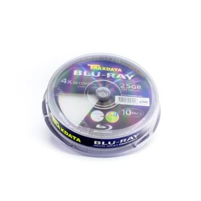 Afbeelding van BD R 25GB 4x Traxdata Blu Ray Recordable Bedrukbaar Cakebox 10 stuks