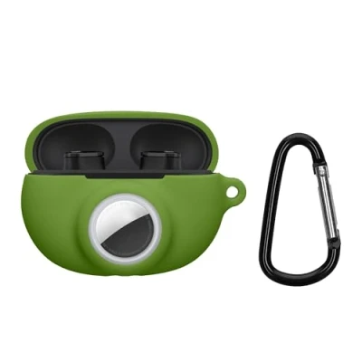 Afbeelding van kwmobile oordopjes case geschikt voor Beats Studio Buds hoesje Oortjes cover met AirTag houder in ear koptelefoon hoes Silicone groen