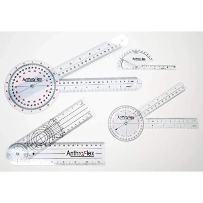 Afbeelding van AnthroFlex Goniometer Set van 4 Om het bereik de beweging gewrichten te meten voor fysiotherapie en ergotherapie CM Inches, Gemaakt duurzaam kunststof