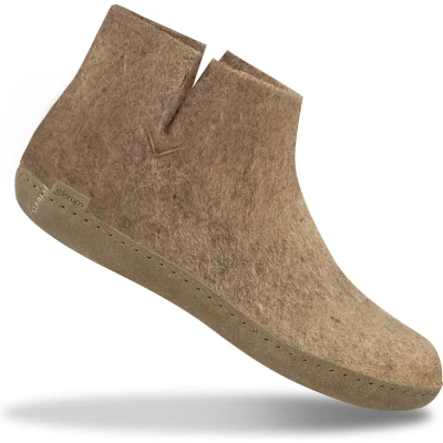 Afbeelding van Glerups Hoge Wollen Sloffen Leren Zool Beige 44