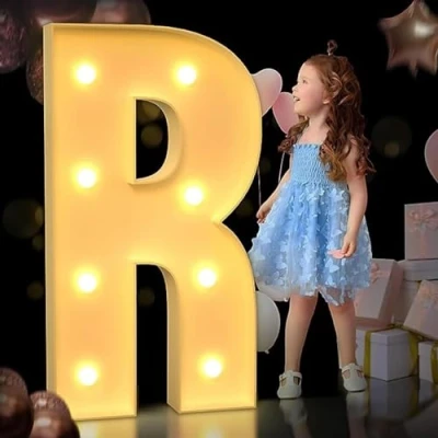 Afbeelding van Grote Marquee Light Up Letter, Letters, Mozaïek Giant Letters For Verjaardagen, Bruiloften, Babyjubilea (Color : R, Size 100cm)