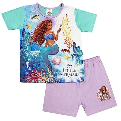 Afbeelding van De Kleine Zeemeermin shortama multi colour The Little Mermaid pyjama maat 122/128