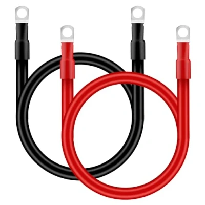 Afbeelding van QIMEI SHOP Batterijkabel, 25 mm², 50 cm, auto accukabel, 12 V, 3 AWG, koperen kabel met M10 ringklemmen voor vrachtwagen, motorfiets, zonne energie, marineblauw, rood, zwart, 2 stuks