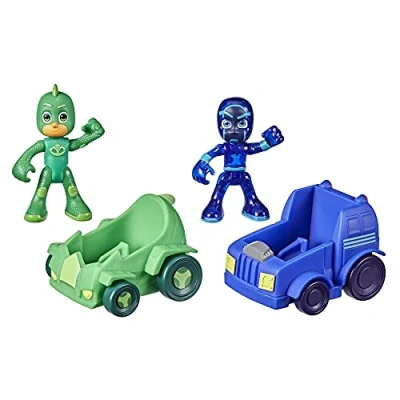 Afbeelding van PJ Masks Gecko vs Night Ninja voertuigen Battle Pack voorschoolspeelgoed, voertuig en figuurset voor kinderen vanaf 3 jaar, F2841, meerkleurig