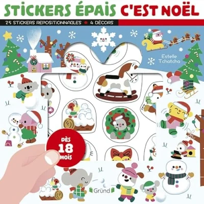 Afbeelding van stickers épais : C&#039;est Noël Pochette de 25 autocollants et repositionnables avec 4 décors À partir 18 mois: