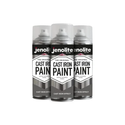 Afbeelding van JENOLITE gietijzer verfspray 3 x 400ml Met textuur effect verf Realistische Multifunctionele Ideaal voor Doe et zelf Projecten &amp; Knutselen