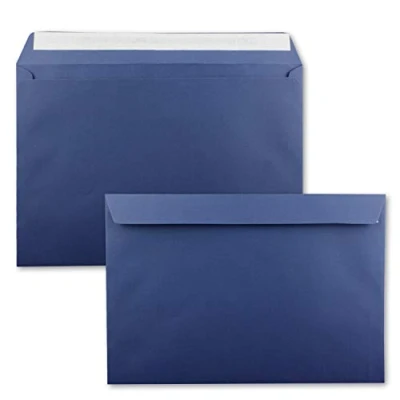 Afbeelding van 25 x grote XXL enveloppen DIN C4 in donkerblauw (blauw) 22,9 32,4 cm zelfklevend zonder venster verzendtas geschikt voor A4