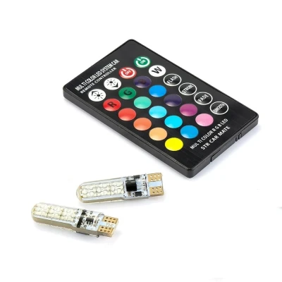 Afbeelding van RGB T10 LED 6SMD Met afstandsbediening 12V 2 stuks