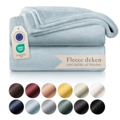 Afbeelding van Blumtal fleece deken hoogwaardige deken, zachte microvezeldeken als bankhoes, sprei, plaid of woonkamerdeken, 150 x 200 cm, Hemelblauw