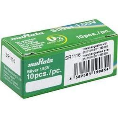 Afbeelding van Murata SR1116 PBWW Button cell SR1116SW Silver oxide 30 mAh 1.55 V