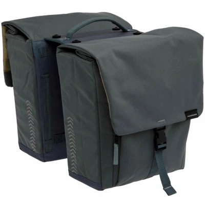 Afbeelding van New Looxs ® Tulum Double MIK Dubbele Fietstas 100% Gerecycled Polyester Geschikt Voor Elektrische Fietsen Bagagedrager Afneembare 32 Liter Grey Green