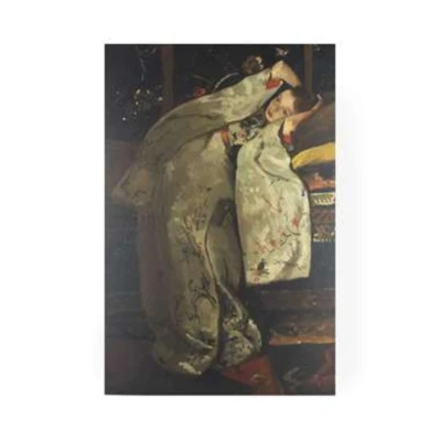 Afbeelding van Art for the Home Canvas Meisje in Witte Kimono 100x70 cm