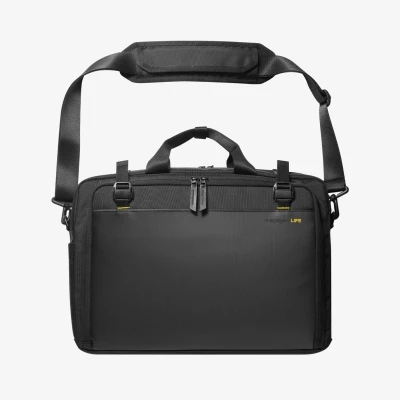Afbeelding van Spigen Life Klasden Laptoptas Aktetas Geschikt voor Laptops tot 16&quot; Documententas Heren Schouder en Crossbodytas Zakenreizen Kantoor Zwart