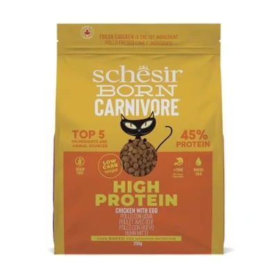 Afbeelding van Schesir Born Carnivore kip en ei, droogvoer voor volwassen katten, gebakken (zak van 255 g)