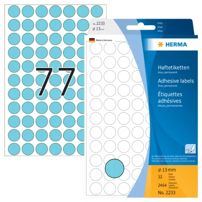 Afbeelding van Etiket HERMA 2233 rond 13mm blauw 2464stuks