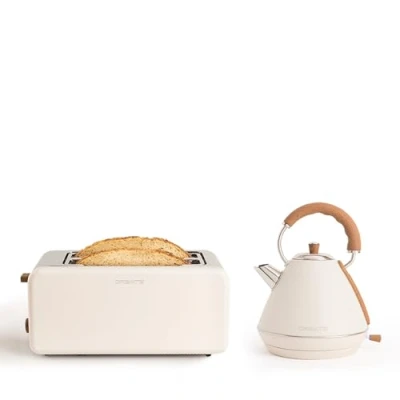 Afbeelding van CREATE/PACK TOAST RETRO XL + KETTLE L/Broodrooster en Ketel gebroken wit / 3 programmeerbare roostertijden, 1,7 L