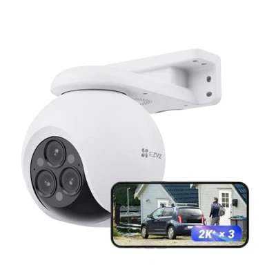 Afbeelding van EZVIZ 12MP Beveiligingscamera Buiten Wifi met Drievoudige Lens, 3x2K+ IP Camera 360, Nchtzicht in Kleur, AI Detectie van Personen/Voertuigen, 12x Zoom, Sirene, Waterbestendig, H80f Multi