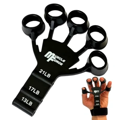 Afbeelding van MuscleForge® Handtrainingsinstrument voor vingers, handtraining, 3 niveaus verstelbaar, greepkracht en onderarmtraining