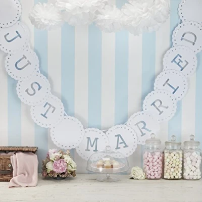 Afbeelding van Slinger Just Married Vintage Lace Wit 3.5 meter