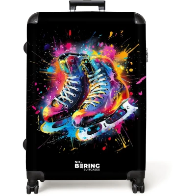 Afbeelding van NoBoringSuitcases.com® Koffer groot Reiskoffer lichtgewicht Schaatsen met kleurrijke graffiti Rolkoffer 4 wielen Grote trolley XL 98 liter bagage