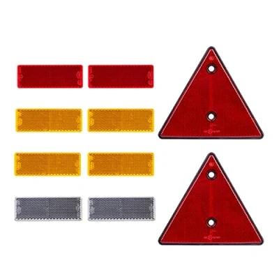 Afbeelding van BEIJISTAR reflector aanhanger, 2 x driehoek rood schroefbevestiging, 4 geel witte zelfklevend rechthoekig voor vrachtwagen aanhanger RV caravan