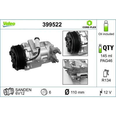 Afbeelding van A/C compressor VALEO VAL399522