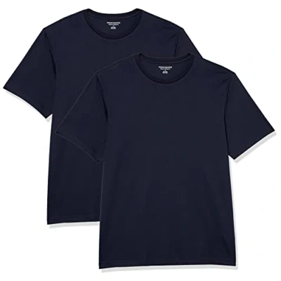 Afbeelding van Amazon Essentials Heren Regular Fit T shirt met korte mouwen en ronde hals, 2 stuks, marineblauw, S